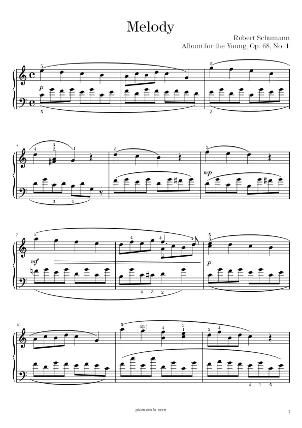 Melody by Robert Schumann sheet music