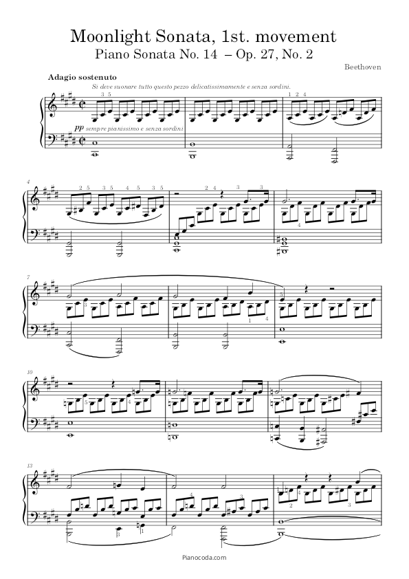 Moonlight sonata 1st movement PDF sheet music