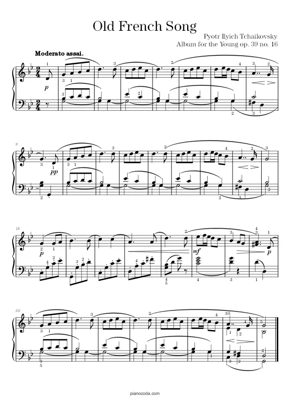 Old French Song by Tchaikovsky sheet music