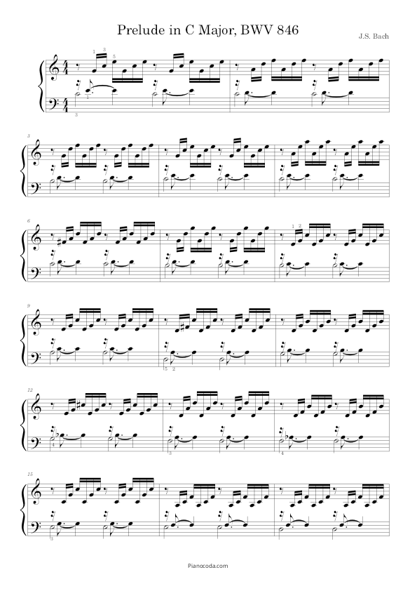 Prelude in C major BWV 846 by Bach - pdf sheet music