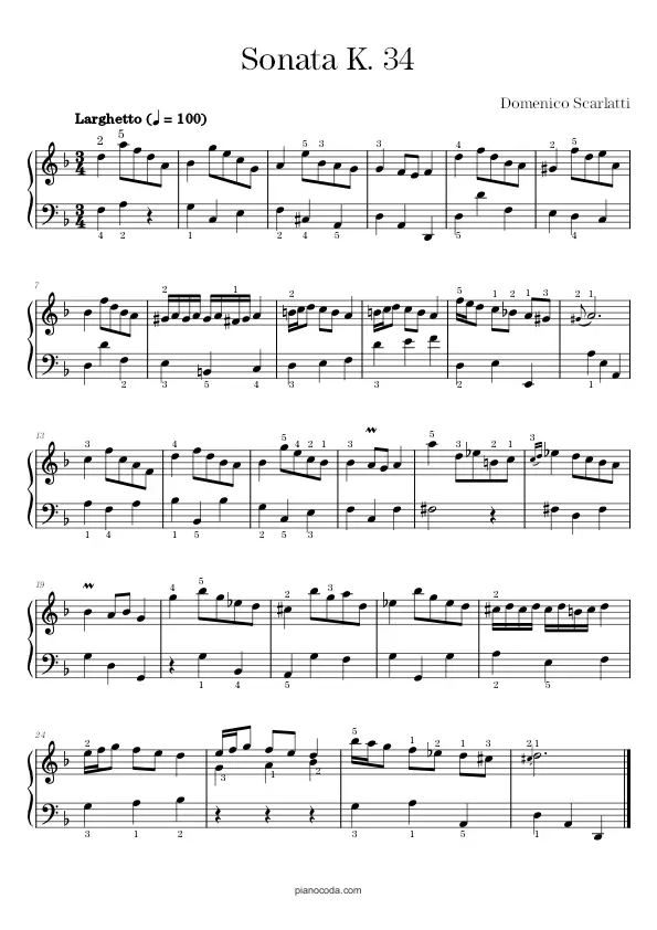 Sonata K. 34 by Scarlatti sheet music
