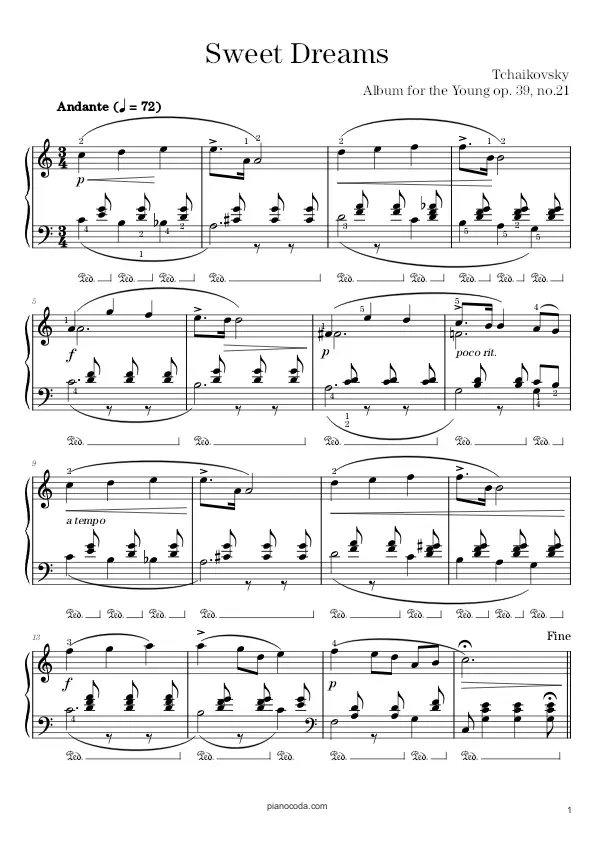 Sweet Dreams by Tchaikovsky sheet music